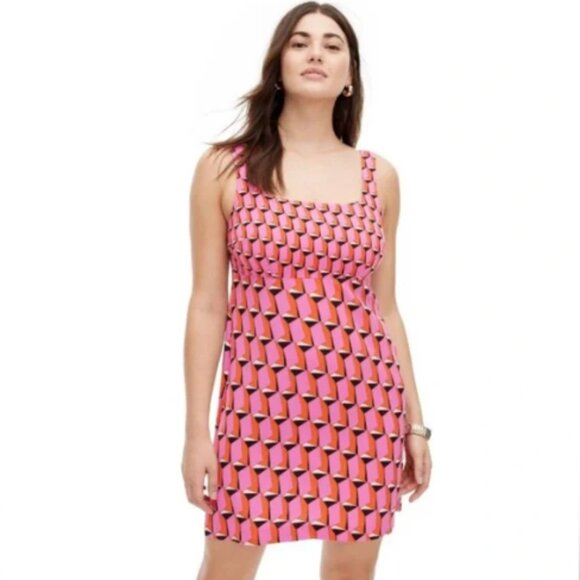 Diane Von Furstenberg for Target Women’s 90’s shift pink modern geo print dress - Picture 1 of 3